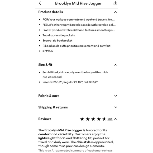 Women's Athleta Brooklyn Mid Rise Jogger Pants Size 8 Blue - Picture 10 of 10